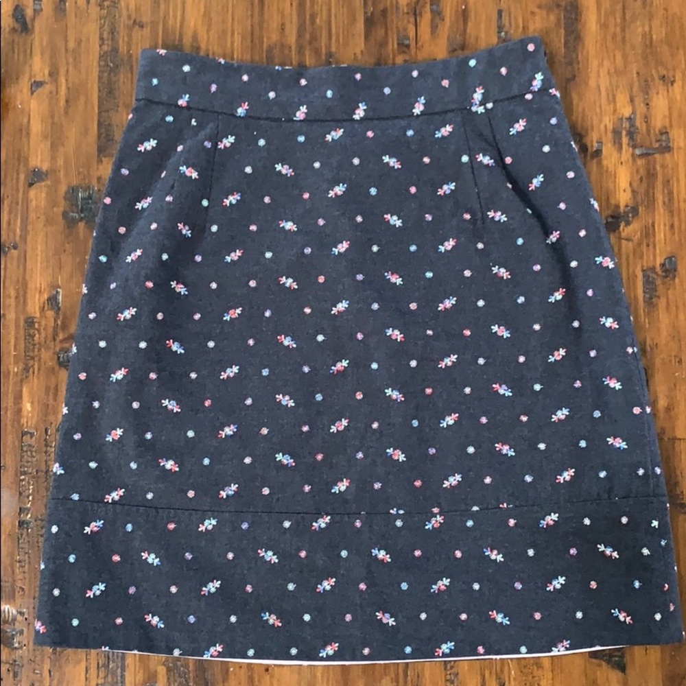 Odille Anthropologie Gray Floral Skirt